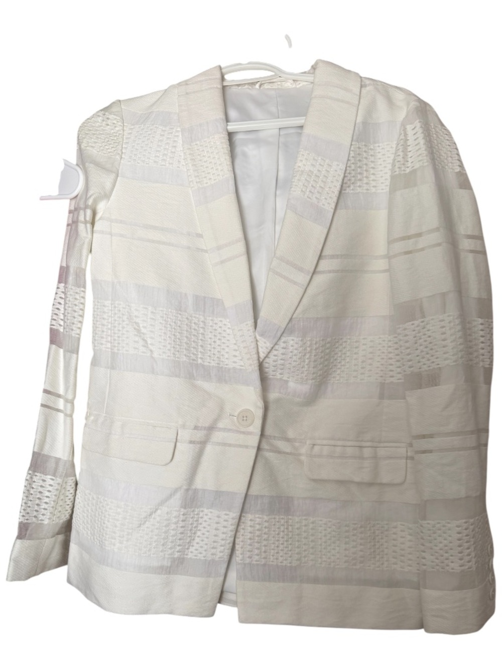 A/X Armani Exchange White Textured Stripe Shawl Collar Blazer